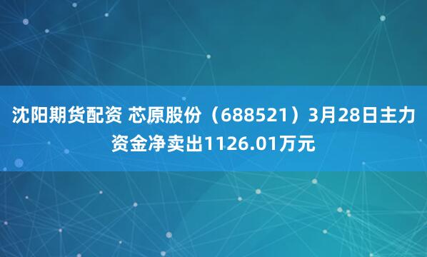 沈阳期货配资 芯原股份（688521）3月28日主力资金净卖出1126.01万元