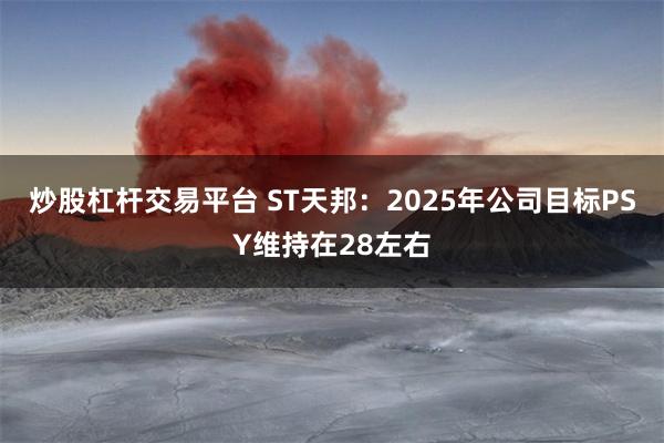 炒股杠杆交易平台 ST天邦：2025年公司目标PSY维持在28左右
