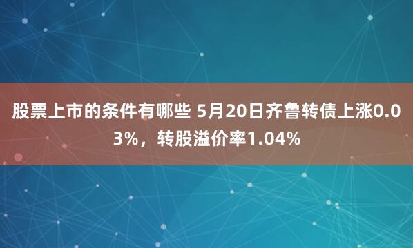 股票上市的条件有哪些 5月20日齐鲁转债上涨0.03%，转股溢价率1.04%