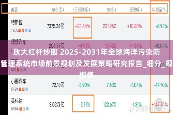 放大杠杆炒股 2025-2031年全球海洋污染防治管理系统市场前景规划及发展策略研究报告_细分_规模