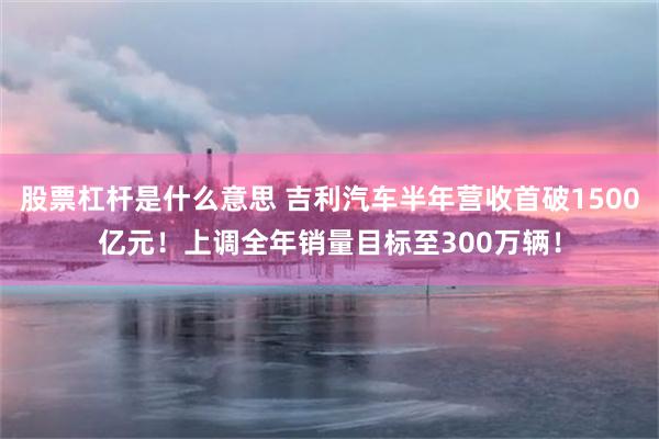 股票杠杆是什么意思 吉利汽车半年营收首破1500亿元！上调全年销量目标至300万辆！