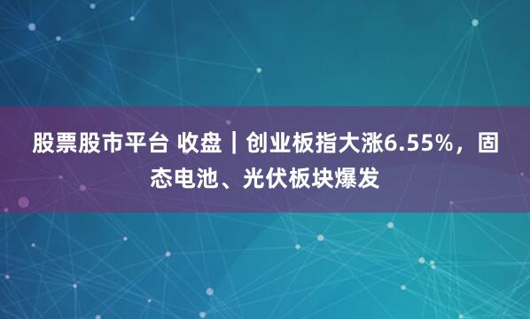 股票股市平台 收盘｜创业板指大涨6.55%，固态电池、光伏板块爆发